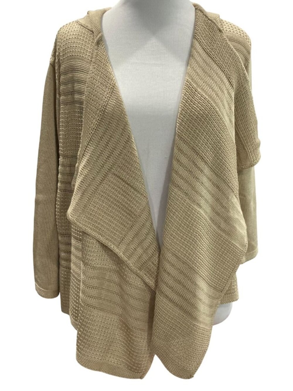 Christopher & Banks Open Front Draped Cardigan XL Tan Neutral Preppy Layers USA